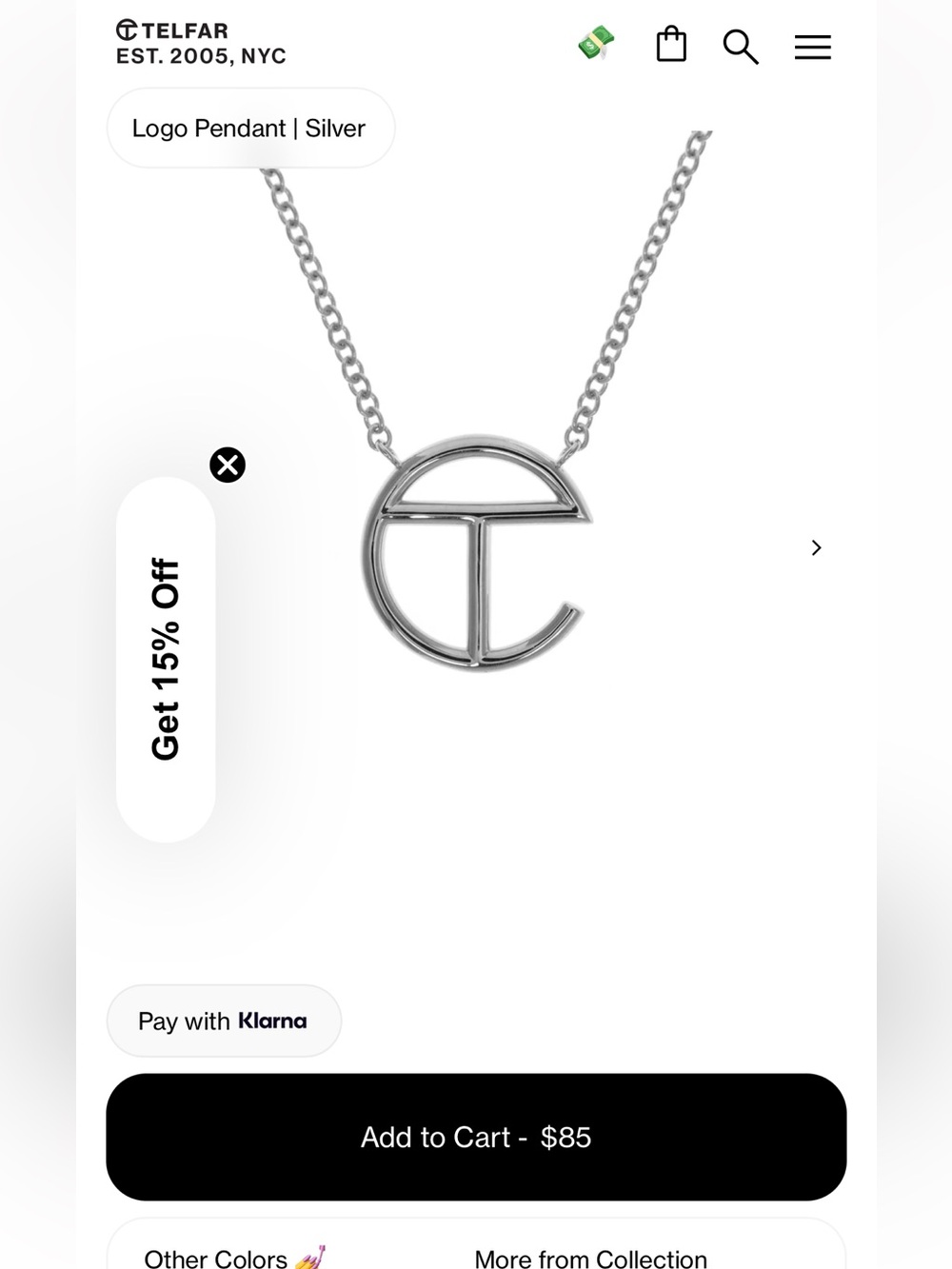 Telfar Logo Pendant - Silver Necklace